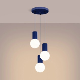Suspension Mido, bleu outremer, 3 lumières
