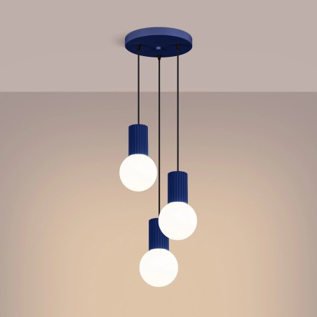 Suspension Mido, bleu outremer, 3 lumières