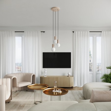 Suspension Mido, taupe, 3 lumières