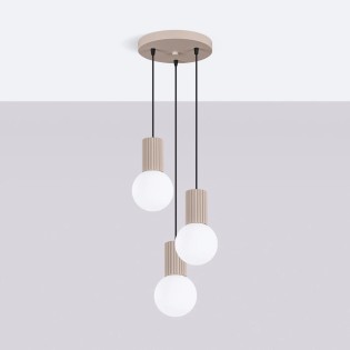 Suspension Mido, taupe, 3 lumières