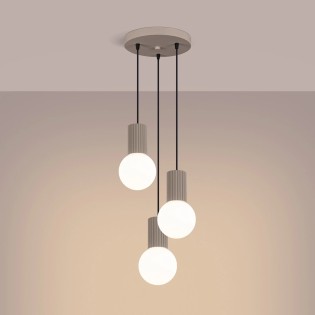 Suspension Mido, taupe, 3 lumières
