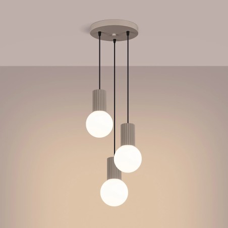 Suspension Mido, taupe, 3 lumières