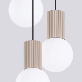 Suspension Mido, taupe, 3 lumières