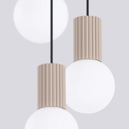 Suspension Mido, taupe, 3 lumières