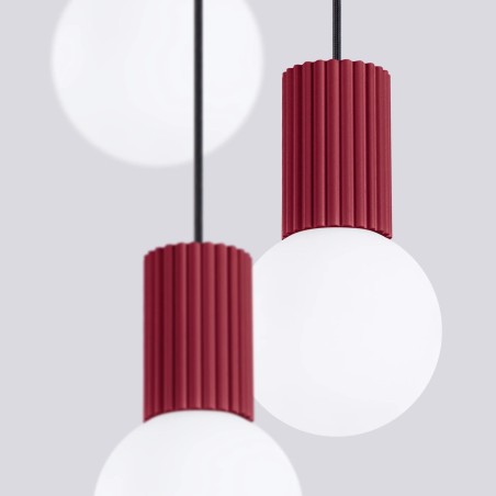 Suspension Mido, burgundy , 3 lumières