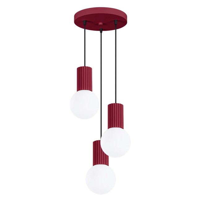 Suspension Mido, burgundy , 3 lumières