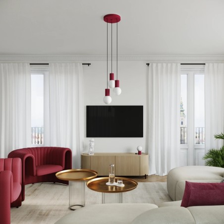 Suspension Mido, burgundy , 3 lumières