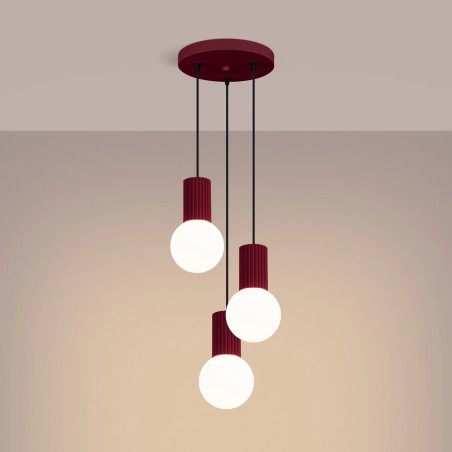 Suspension Mido, burgundy , 3 lumières