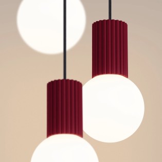 Suspension Mido, burgundy , 3 lumières