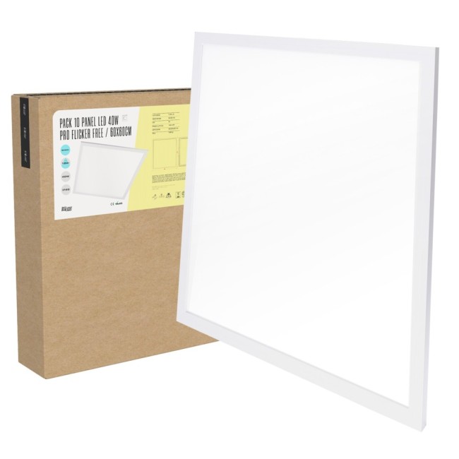 Pack de 10 panneaux LED 40W 4,000 Lm 6500ºK 60x60Cm PRO Flicker Free 60.000H