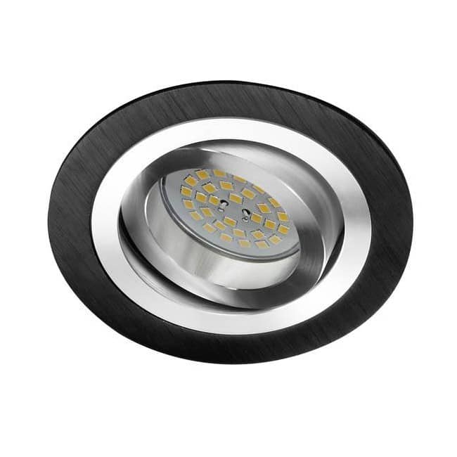 Eclairage encastrable HELIUM rond noir + ampoule GU10 7W. Blanc neutre (4200ºK). Eclairage encastrable HELIUM rond noir + ampoule GU10 7W. Blanc neutre (4200ºK).