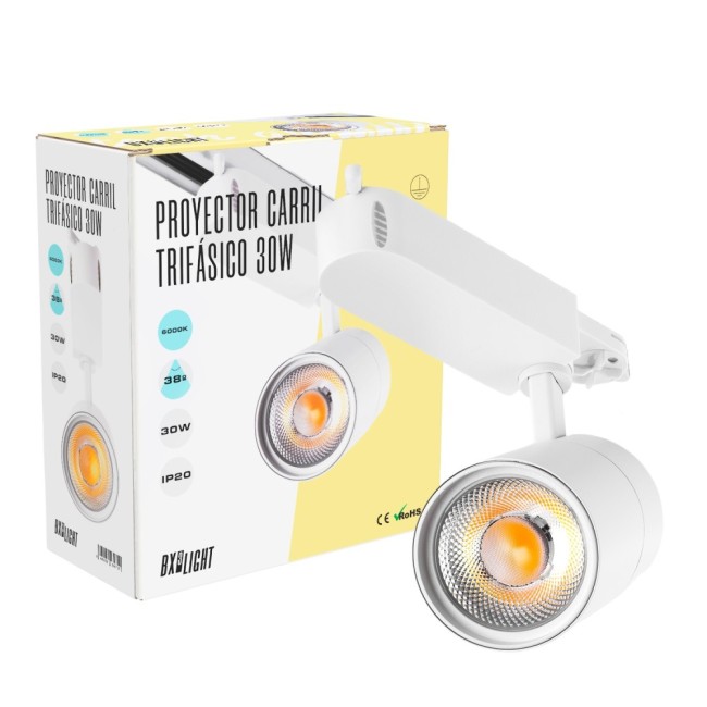 Projecteur de voie triphasé  30W 2700Lm CRI90 4200ºK 40.000H