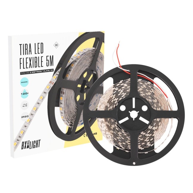 Bande LED blanc froid 300 x SMD5050 14,4W/M 24VDC IP20 5M x 5M