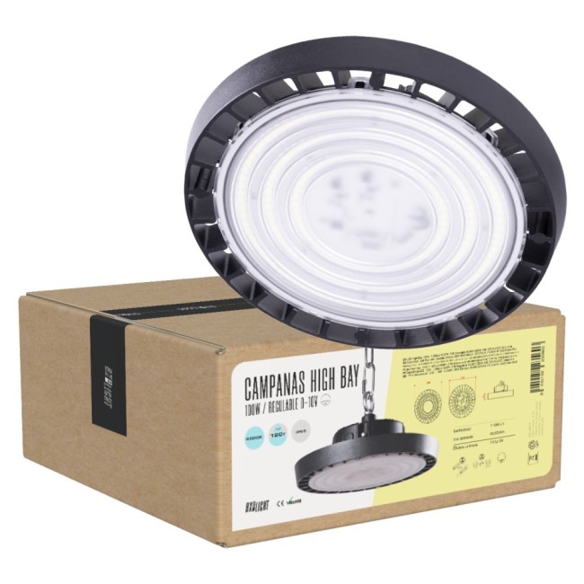 Suspension LED High Bay - Grandes Hauteurs 100W IP65 6000 k 120º