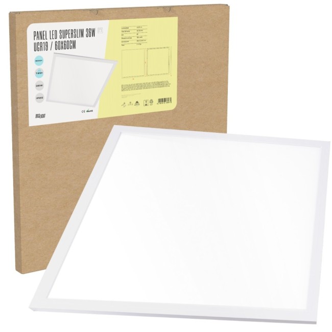 Plaque LED 36W 3.623Lm 6000ºK 60x60Cm UGR19 Marco Blanco 40.000H