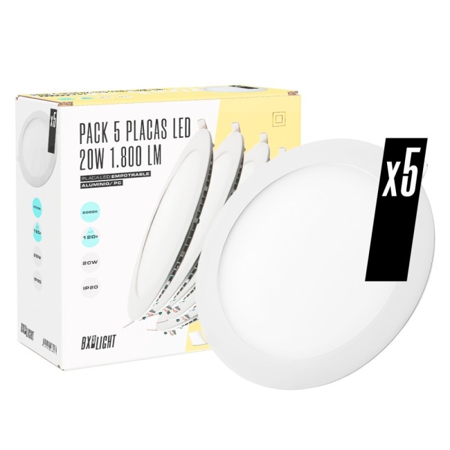 Pack of 5 LED panels 20W 1.800Lm 4200ºK 40.000H