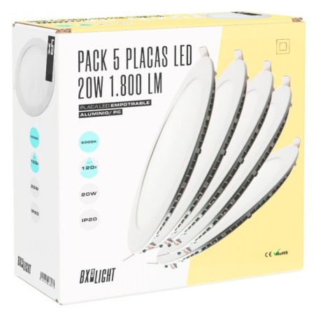 Pack of 5 LED panels 20W 1.800Lm 4200ºK 40.000H