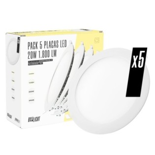 Pack of 5 LED panels 20W 1.800Lm 4200ºK 40.000H