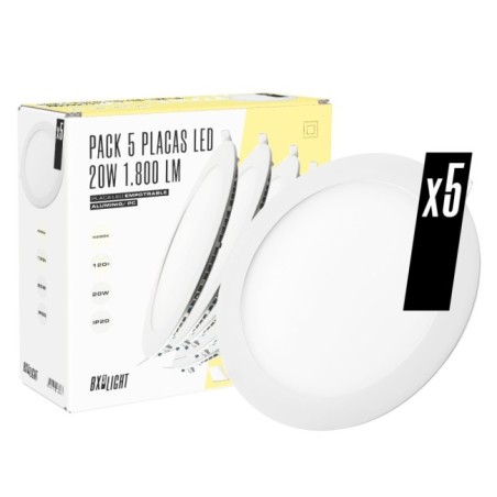 Pack of 5 LED panels 20W 1.800Lm 4200ºK 40.000H