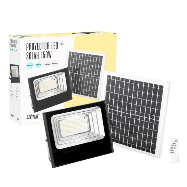 Projecteur LED solaire à télécommander 150W 6500K Panel: 6V/15W Batterie 3,2V/10000MaH