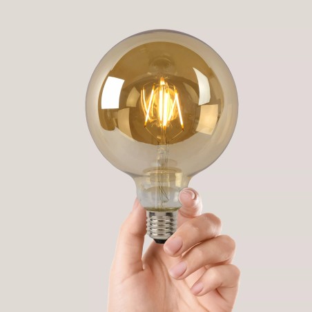 Ampoule à filament Lucide G125 Ø12,5 cm LED dimmable E27 1x8W Ambre