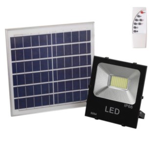 Projecteur LED 50W 5 000Lm 6000K Solaire avec Capteur 50W + Télécommande Panneau 6V/15W 40 000H