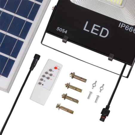 Projecteur LED 50W 5 000Lm 6000K Solaire avec Capteur 50W + Télécommande Panneau 6V/15W 40 000H