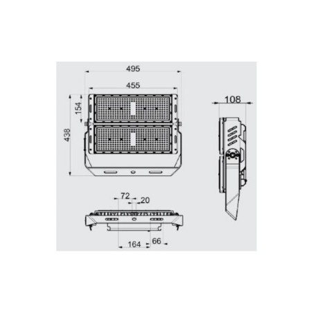 Projecteur LED Foco 500W Stadium 75000Lm Driver Meanwell 1-10V IP65 Philips 3030 100.000H