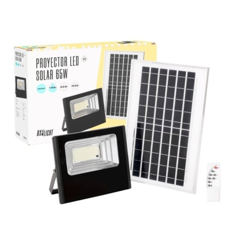 Panneau projecteur LED solaire 65 W et 6500 K : 6 V/8 W Batterie : 3,2 V/5000 mAh Télécommande