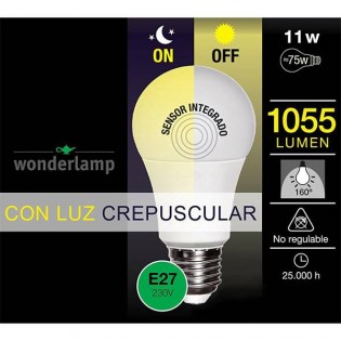 Ampoule LED avec capteur crépusculaire E-27. 11W. Wonderlamp