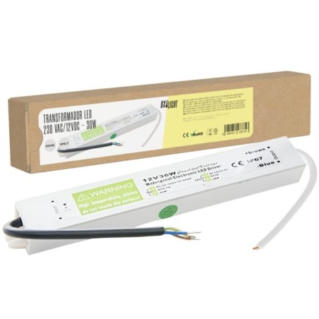 Transformateur AC/DC 230V à 12V 30W IP67 Aluminium 202x29x20mm