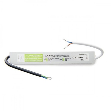 Transformateur AC/DC 230V à 12V 30W IP67 Aluminium 202x29x20mm