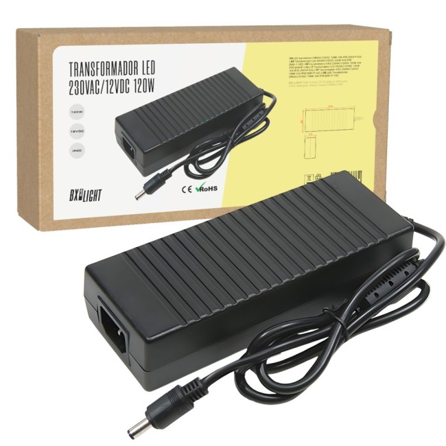 Transformateur LED 120W 10A IP20 ABS 169x65x37mm