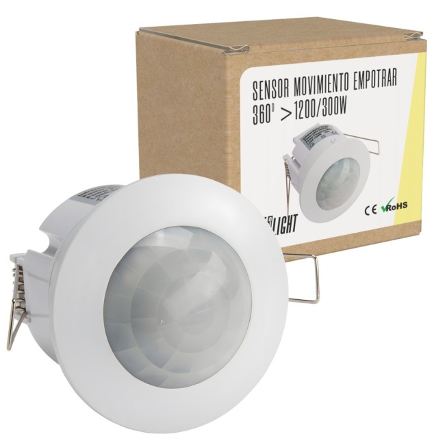 Détecteur de mouvement encastré 360°, ABS, IP25, 220-240V, Ø75,5x74,5mm
