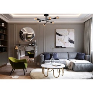 Plafonnier Makurdi : Aluminium, IP20, 6xE27, 64x30 cm