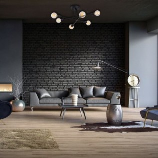 Plafonnier Makurdi : Aluminium, IP20, 6xE27, 64x30 cm