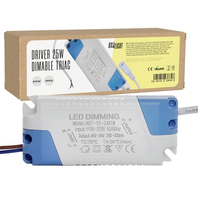 Driver ABT-15-24W 24W, 45-84VDC, 280-300mA, Classe II, TRIAC, IP20