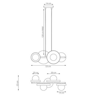 Suspension Aurevo gris (4 lumières)