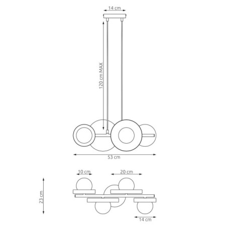 Suspension Aurevo gris (4 lumières)