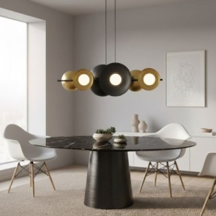 Suspension Cirion noir+doré (6 lumières)