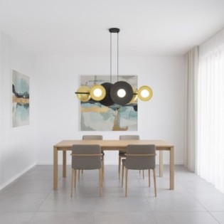 Suspension Cirion noir+doré (6 lumières)