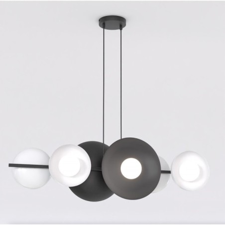 Suspension Cirion noir+blanc (6 lumières)