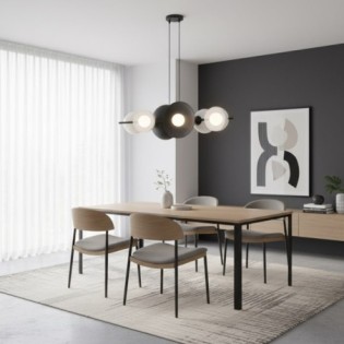 Suspension Cirion noir+blanc (6 lumières)