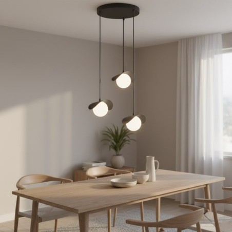 Suspension Serelia noire (3 lumières)