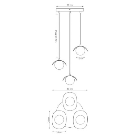 Suspension Serelia noire (3 lumières)