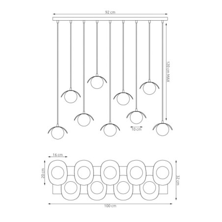 Suspension Serelia noire (9 lumières)
