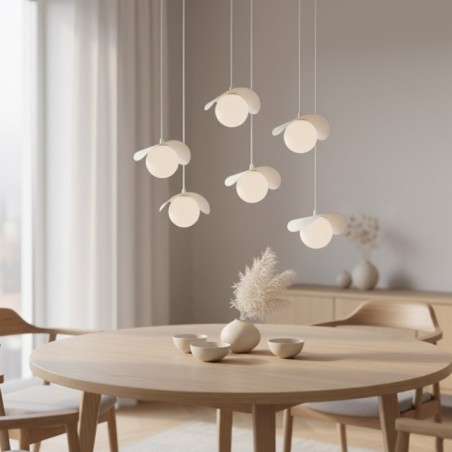 Suspension Serelia blanche (6 lumières)