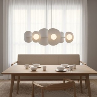 Suspension Lithora blanche (6 lumières)