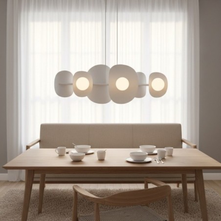 Suspension Lithora blanche (6 lumières)