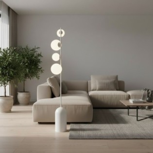 Lampe sur pied Tandem blanche (4 lumières)